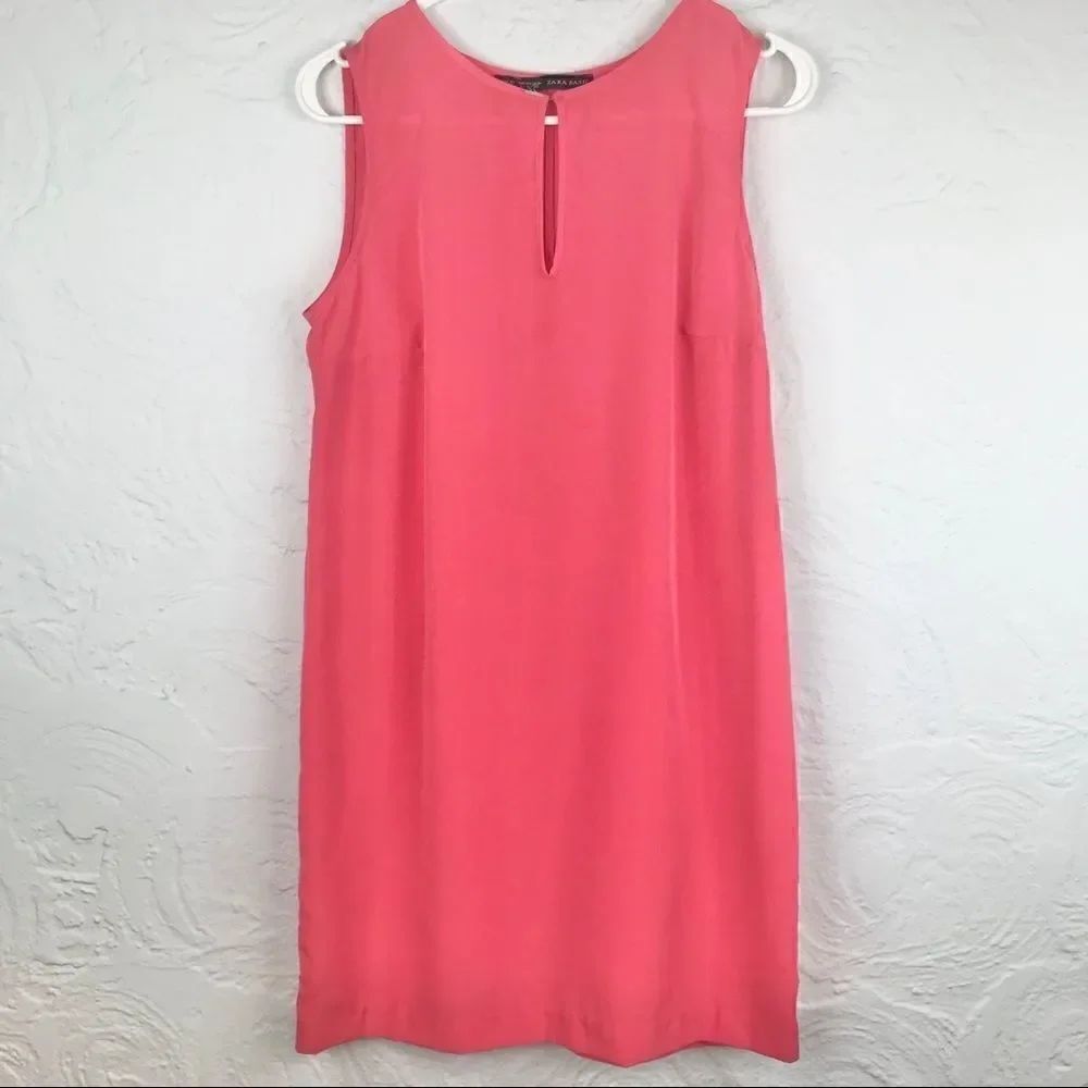 Zara Basic Pink String Back Sleeveless Shift Dress - Picture 2 of 10